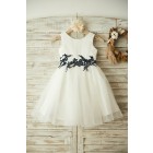 Princessly.com-K1003375-Ivory Satin Tulle Black Lace Wedding Flower Girl Dress-01