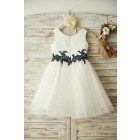 Princessly.com-K1003375-Ivory Satin Tulle Black Lace Wedding Flower Girl Dress-01