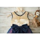Princessly.com-K1003502-Gold Lace Navy Blue Tulle Wedding Flower Girl Dress with Bow-01