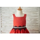 Princessly.com-K1003507-Red Satin Square Neck Wedding Party Flower Girl Dress with Beads/Black Lace Trim-01