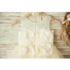 Princessly.com-K1003356 Sheer Neck Ivory Lace Champagne Tulle Wedding Flower Girl Dress-01