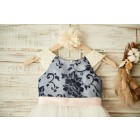 Princessly.com-K1003365-V Back Navy Blue Lace Ivory Tulle Wedding Flower Girl Dress with Pearl/Blush Pink Bow Belt-01