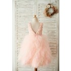 Princessly.com-K1003670-Pink Rosette Tulle V Back Wedding Flower Girl Dress-02