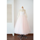 Princessly.com-K1003628-Long Sleeves Ivory Lace Pink Tulle Sheer Back Wedding TUTU Flower Girl Dress-01