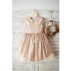 Princessly.com-K1003834-Champagne Sequin Tulle Cap Sleeves Girl Party / Birthday Dress-01