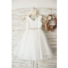 Princessly.com-K1003363-V Neck Ivory Satin Champagne Tulle Wedding Flower Girl Dress with Beaded Belt-01