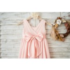 Princessly.com-K1003586-Blush Pink Tulle V Neck Wedding Flower Girl Dress with Flowers-01