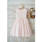 Princessly.com-K1003588-Pink Satin Ivory Tulle Lace Cap Sleeves Wedding Flower Girl Dress with Belt-01