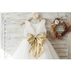 Princessly.com-K1003719-Ivory Lace Tulle V Back Wedding Flower Girl Dress with Gold Sequin Bow-01
