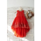 Princessly.com-K1003732-Red Lace Tulle Hi-Low Style Wedding Flower Girl Dress with Big Bow-01