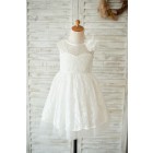 Princessly.com-K1003556-Ivory Lace Tulle V Open Back Wedding Flower Girl Dress with Flower-01