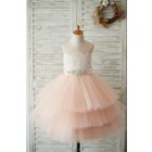 Princessly.com-K1003530-Sheer Neck Peach Pink Tulle Lace Cupcake Skirt Wedding Flower Girl Dress with beaded sash-01