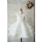 Princessly.com-K1003537-Cupcake V Neck Ivory Lace Organza Wedding Flower Girl Dress with Beading-01