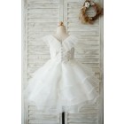 Princessly.com-K1003537-Cupcake V Neck Ivory Lace Organza Wedding Flower Girl Dress with Beading-01
