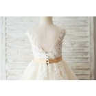 Princessly.com-K1003642-Ivory Lace Champagne Tulle Wedding Party Flower Girl Dress with V Back-01