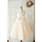 Princessly.com-K1003674 Ivory Lace Champagne Tulle Wedding Party Flower Girl Dress with Pearls-01