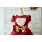 Princessly.com-K1003673-Red Satin Gold Lace Short Sleeves Keyhole Back Wedding Flower Girl Dress with Bow-02