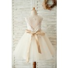 Princessly.com-K1003676-Ivory Lace Champagne Tulle Keyhole Back Wedding Party Flower Girl Dress with Belt-01