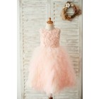 Princessly.com-K1003670-Pink Rosette Tulle V Back Wedding Flower Girl Dress-02