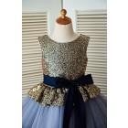 Princessly.com-K1003303-Gold Sequin Blue Cupcake Tulle Wedding Flower Girl Dress with Navy Blue Belt-01