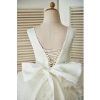 Princessly.com-K1003306-V back Ivory Satin Organza Ball Gown Wedding Flower Girl Dress-01