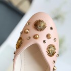 Princessly.com-K1003944-Ivory/Black/Pink Bow Leather Shoes Low Heel Shoes Wedding Party Flower Girl Shoes-01