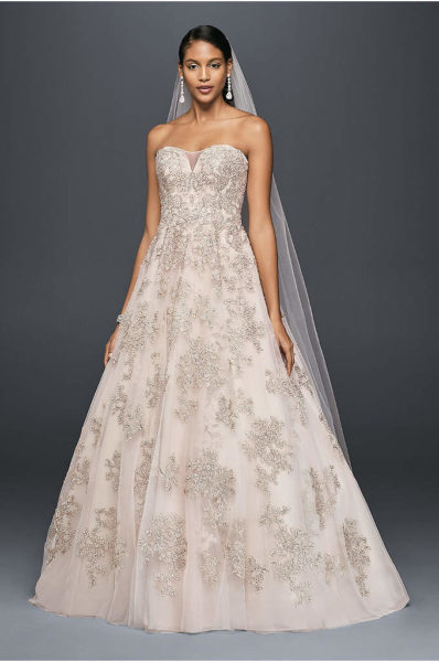 blush A-Line wedding dress