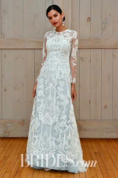 Blue lace wedding dress by David's Bridal
