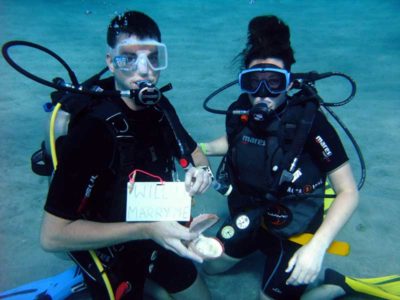 A wedding proposal underwater at Dive Grenada